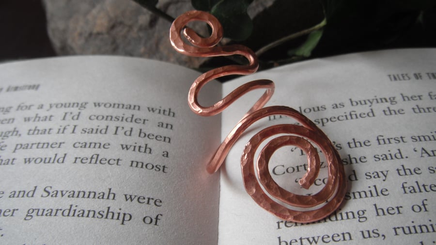 Swirly Serpentine Hammered Copper Celtic Style Ring