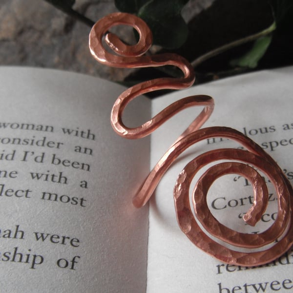 Swirly Serpentine Hammered Copper Celtic Style Ring