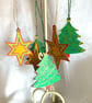 Hand painted stars and Christmas tree decorations 