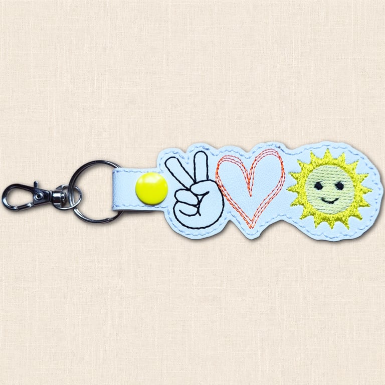 Sunshine Keyring - Peace and Love Faux Leather Bag Charm