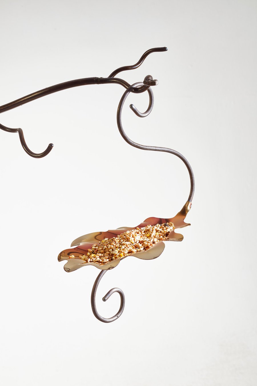 Patinated Oak Leaf Bird Feeder