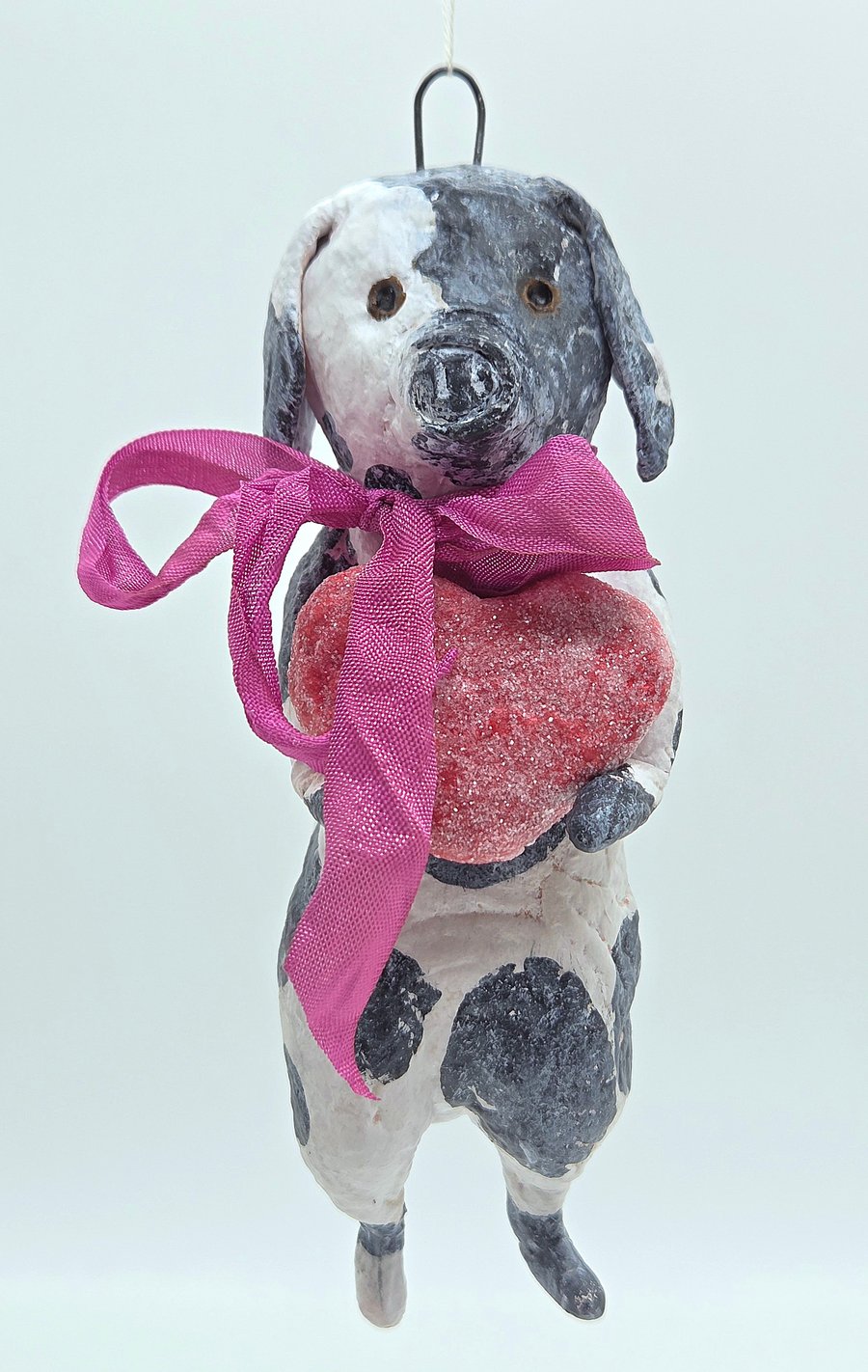 Charming Spun Cotton Pig Valentine’s Ornament