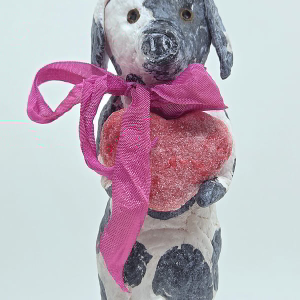 Charming Spun Cotton Pig Valentine’s Ornament