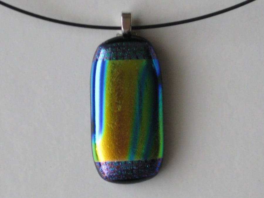 Unique fused dichroic glass pendant