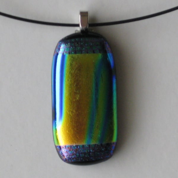 Unique fused dichroic glass pendant