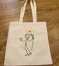 Tote shoulder bag, quirky stickman, flower power,  boho, pride, festival  - Image 1