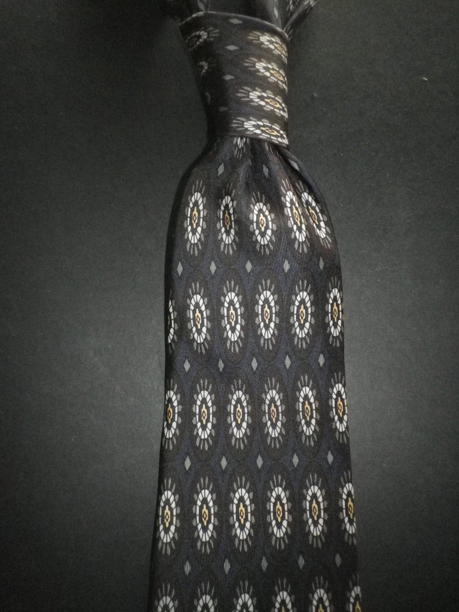 Silver oval motif on navy slk tie 9.5cm blade, free shipping, gift wrapped