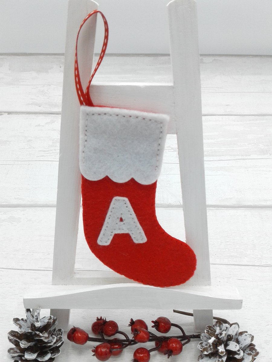 Personalised stocking. Christmas tree stocking. Christmas tree decoration.
