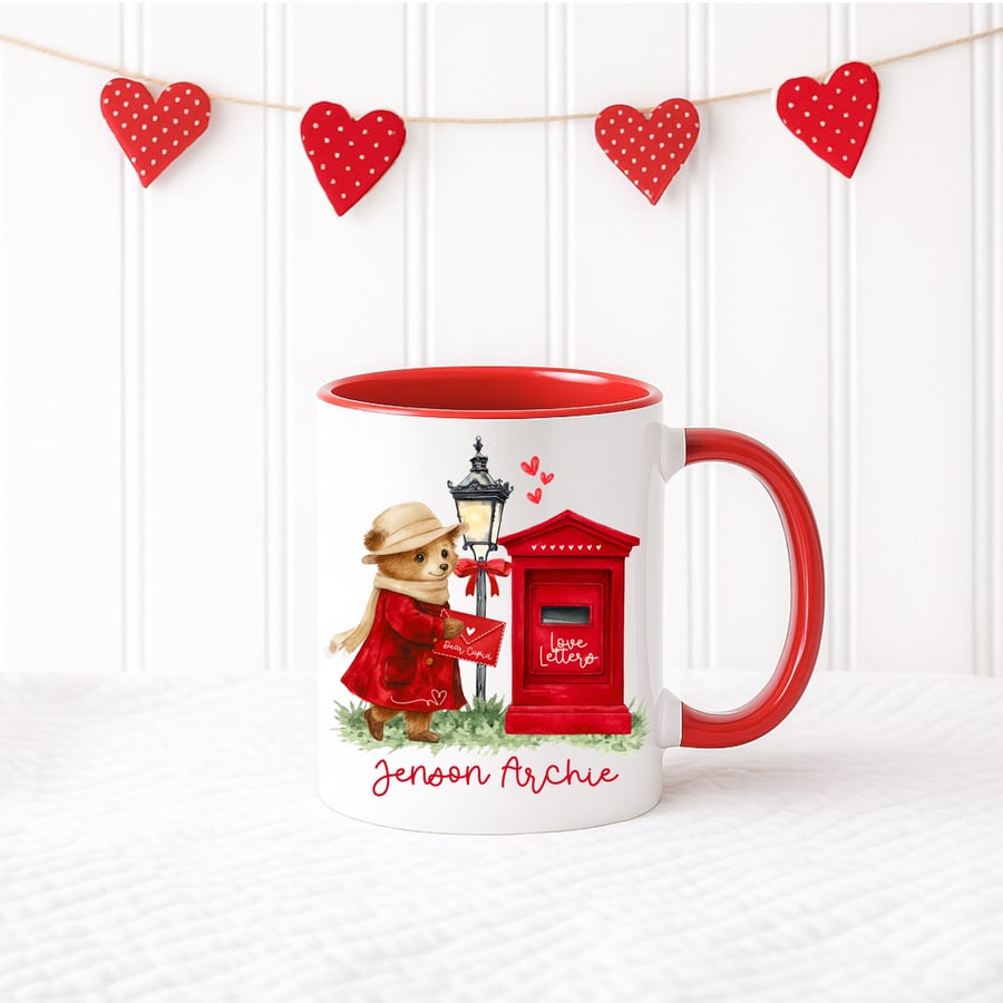 Valentine Mug Bear Design Personalised 