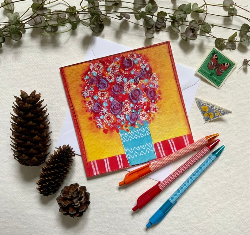 Beautiful Blooms, blank greetings card, birthday, anniversary