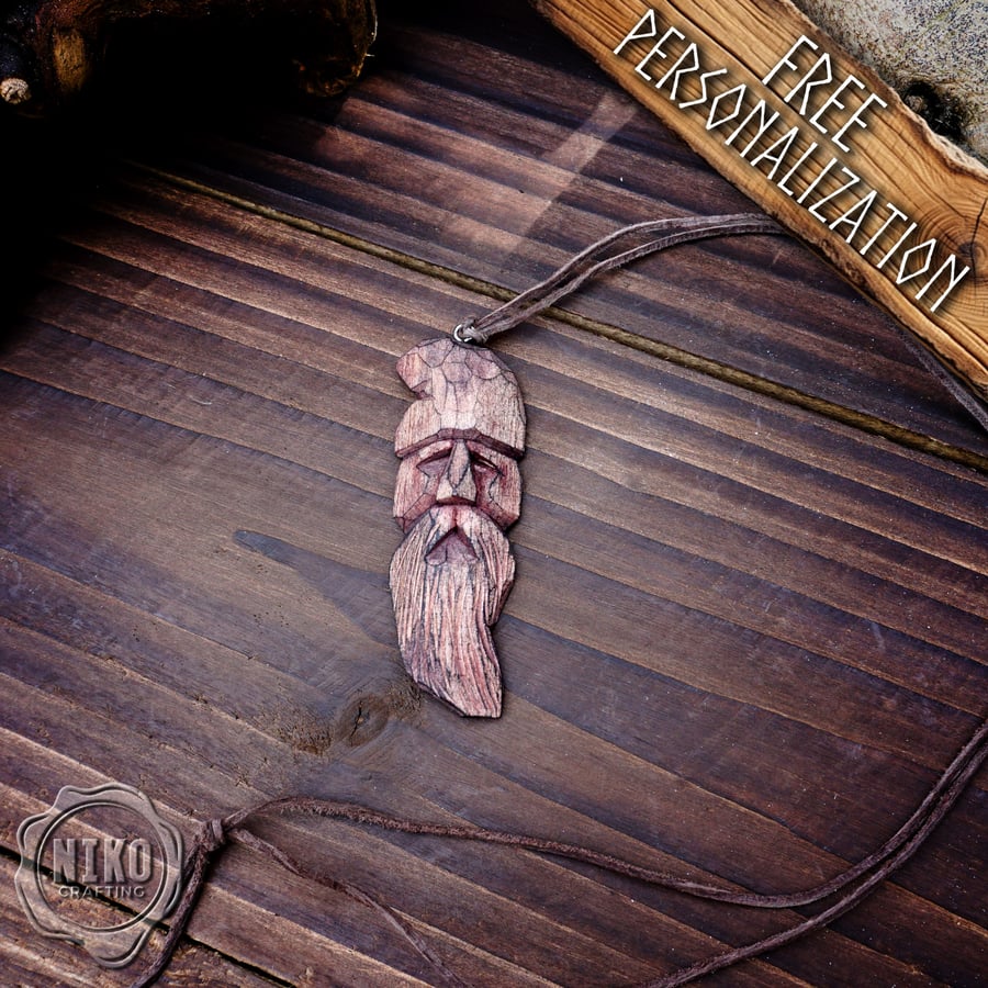 Hand-Carved Pendant - Norse Jewellery. Wooden Necklace - Personaliised