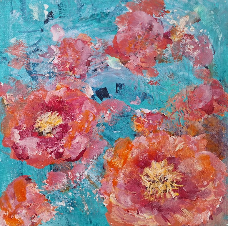 Original Textured Floral Acrylic Painting
