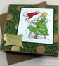 Handmade Christmas card - cute bear with Christmas tree - Image 1