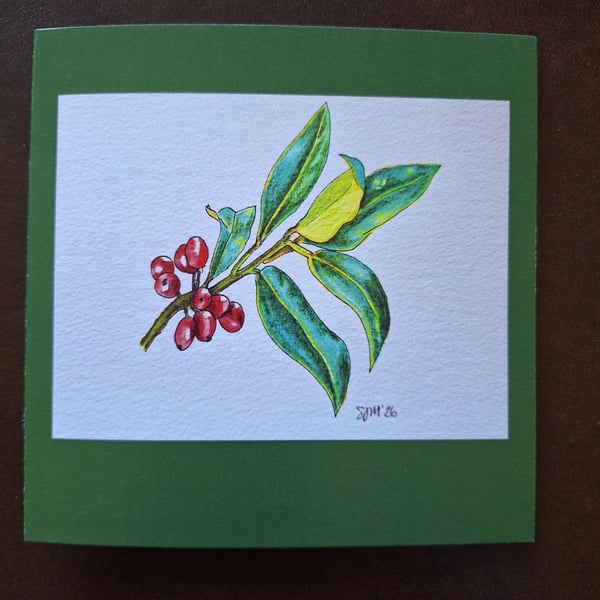 Young Holly- An Original Christmas Card from my own Handpainted Design