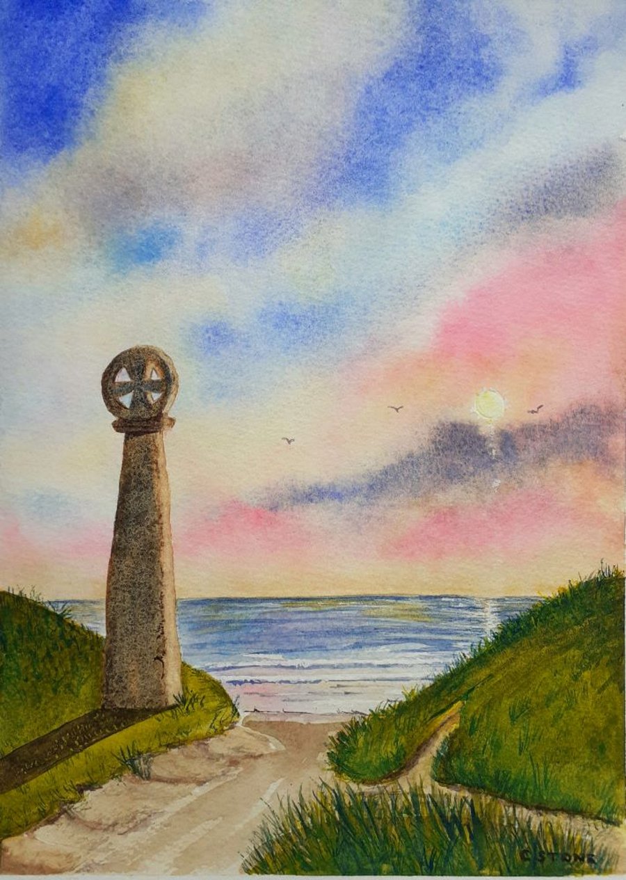 Original watercolour painting of a Mystical Cornish Landscape 