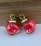 Glass Christmas bauble earrings - pink stars - Image 3