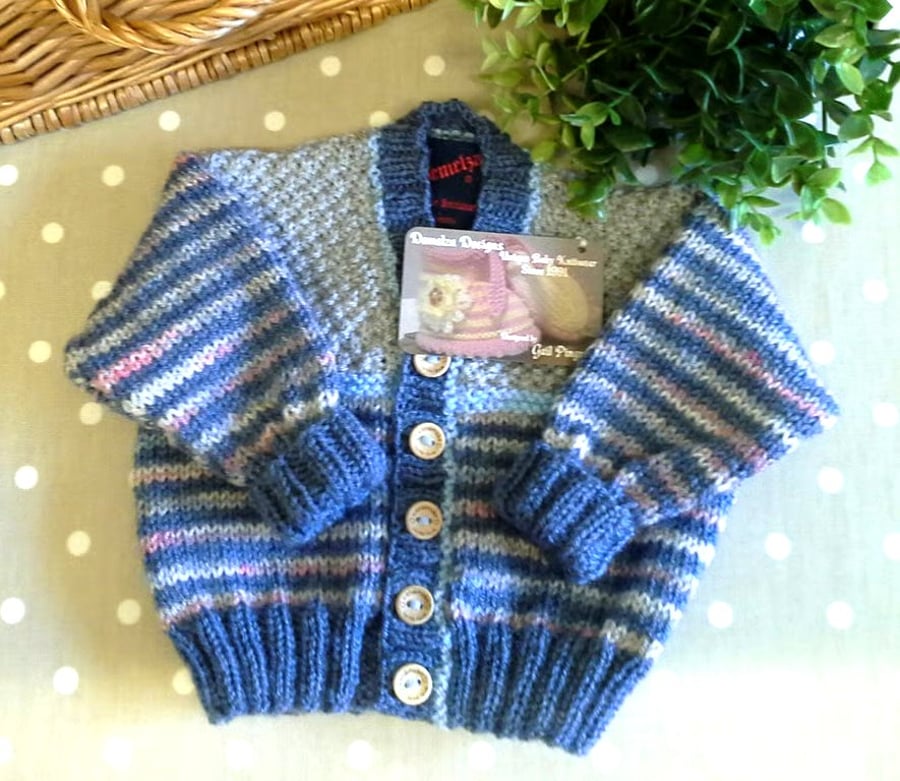Designer Baby Boys Hand Knitted Cardigan  3-9 months size