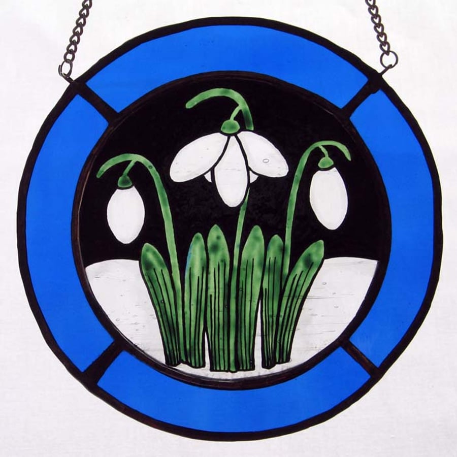 Snowdrop Stained Glass Roundel 