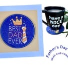 Father's Day card or Dad Birthday card Best Dad Ever with drinks coaster design