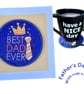 Father's Day card or Dad Birthday card Best Dad Ever with drinks coaster design