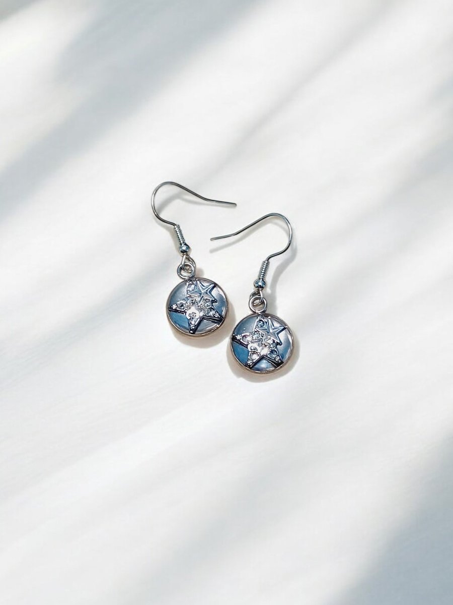 Star Earrings, Resin Star Drop Earrings, Stainless Steel 