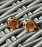 Pretty Gold coloured Rose design earrings. Great present. Metal. - Image 2