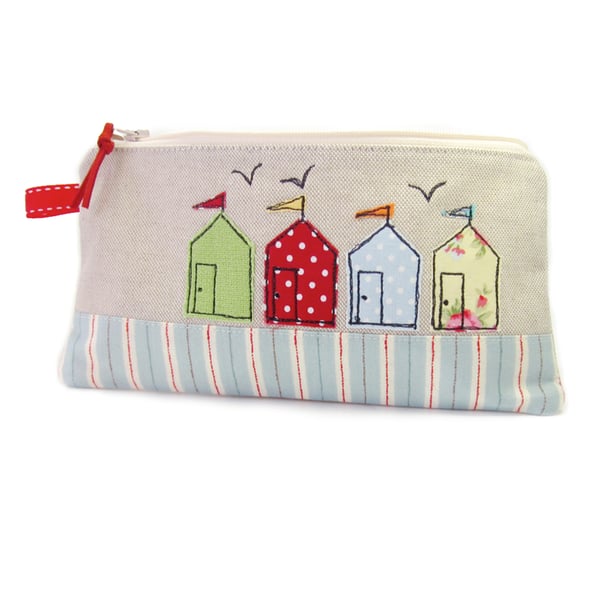 Pencil Case, Beach Huts Pencil Bag, Seaside, Back to School
