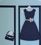 Turquoise and Navy Wardrobe Shaped Birthday Card – Dress and Handbag Design  - Image 4