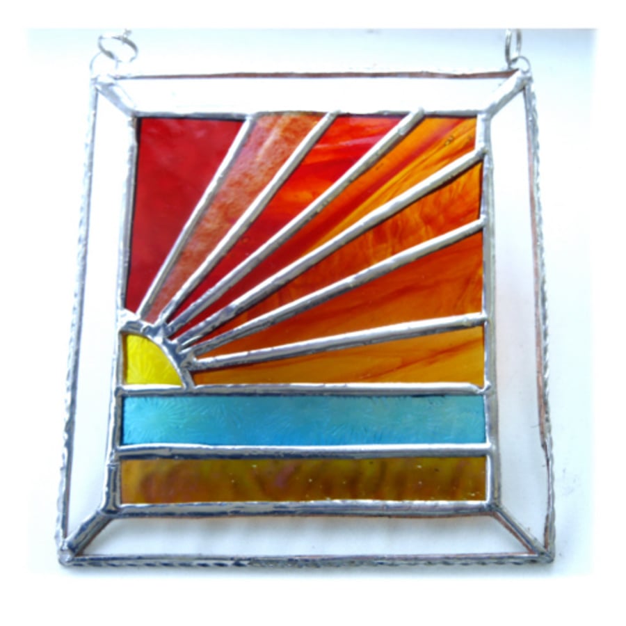Sunset Beach Stained Glass Suncatcher Handmade 002