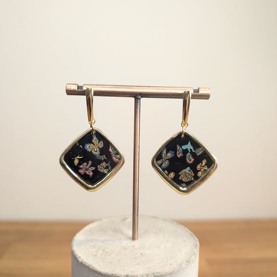 Summer bloom framed drop dangle earrings 