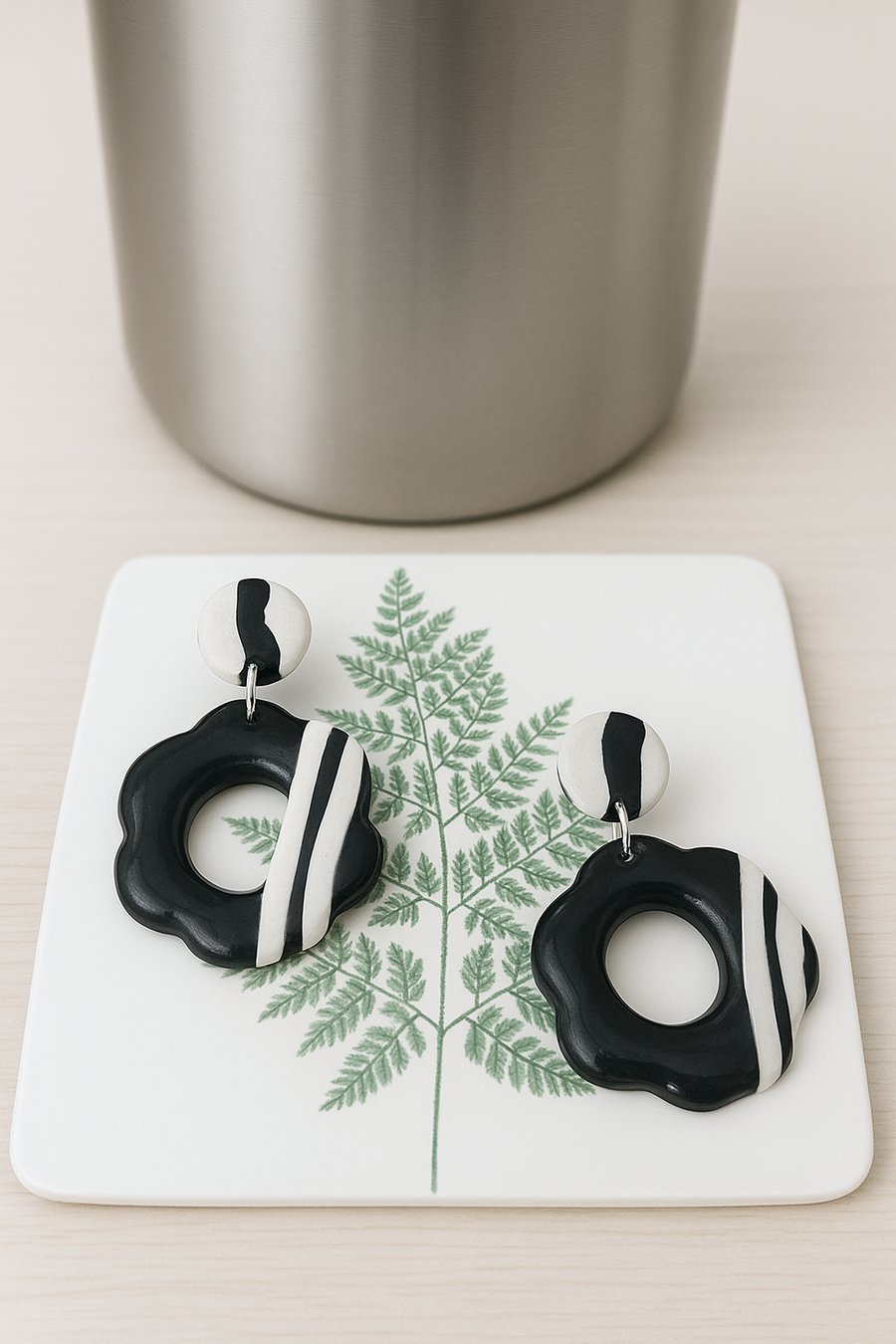 Bold Stripe Polymer Earrings 