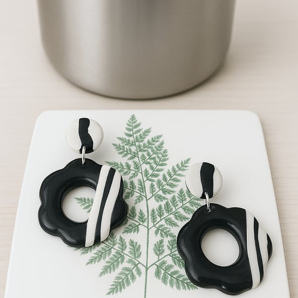 Bold Stripe Polymer Earrings 