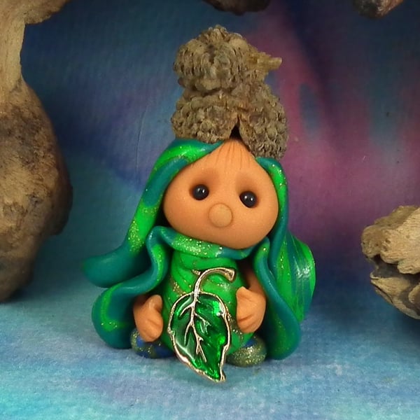 Sale Acorn Gnome 'Deela' with acorn cap hat OOAK Sculpt Ann Galvin