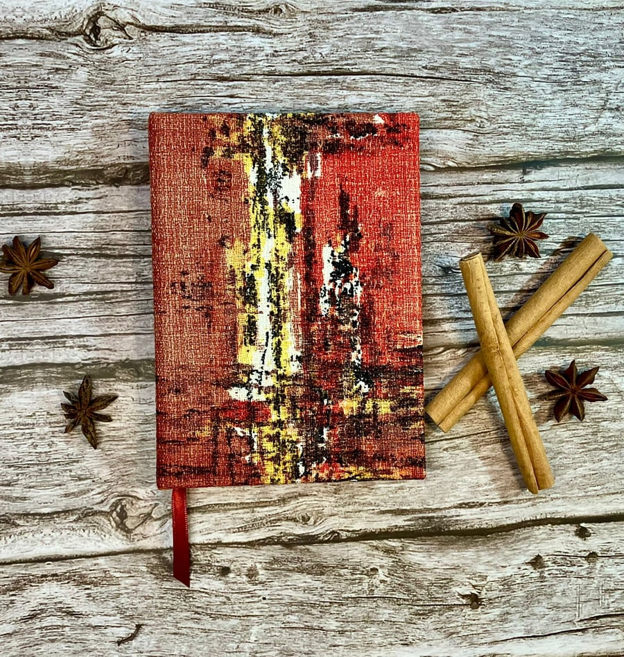 Handmade A6 'Cinnamon Spice' Journal with 1950's Vintage Barkcloth Fabric