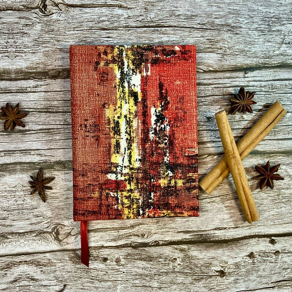 Handmade A6 'Cinnamon Spice' Journal with 1950's Vintage Barkcloth Fabric