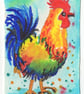 Aceo Original Watercolour, Cockerel, Miniature Art, Size 3.5 x 2.5 inches - Image 2