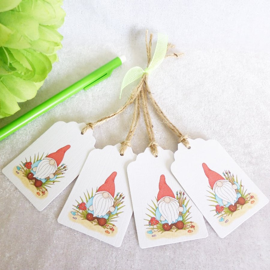 Painting ‘Norm’ the Garden Gnome Gift Tags - set of 4 tags
