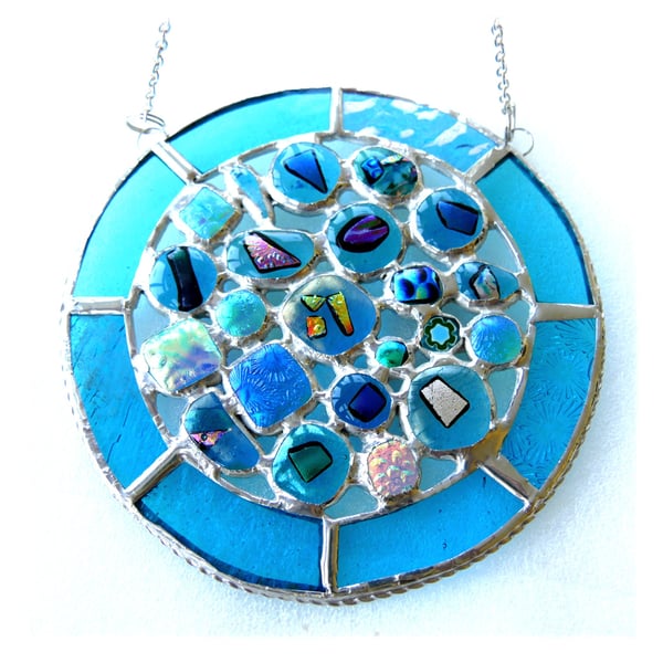 Rockpool Suncatcher Stained Glass Abstract Handmade fused 029