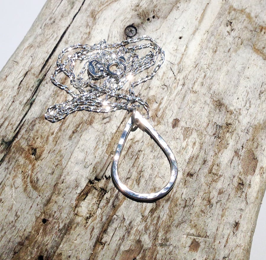 Sterling Silver Small Teardrop Pendant Necklace (NKSSPDTD3) - UK Free Post