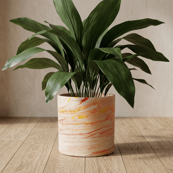 Extra Large 23 cm Orange, Red and Yellow  Sunrise Statement Plant Pot 