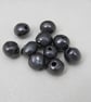 10 Small Metallic Pewter Glazed Clay Beads - Image 2