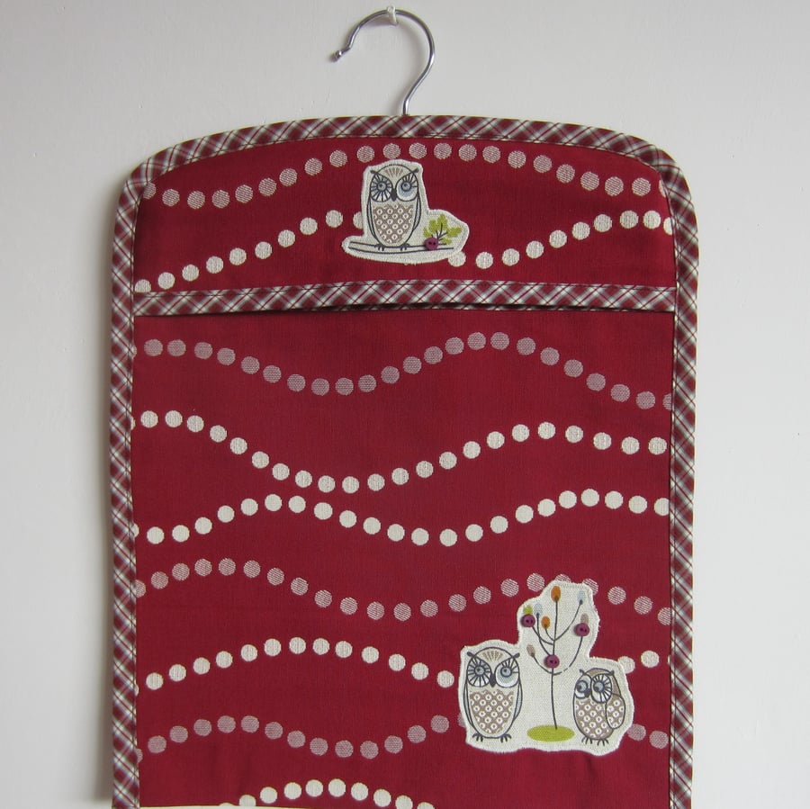 Appliqued Owls Peg Bag