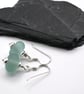 small frosted aqua lampwork glass earrings