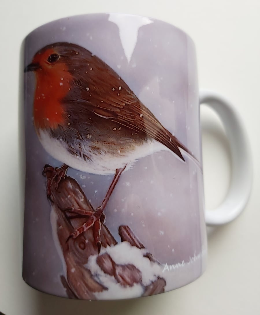 Snowy robin mug