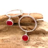 Red Sea Glass Bubble Stud Earrings