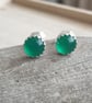 Green onyx stud earrings, Deep green gemstone, Medium size studs - Image 3
