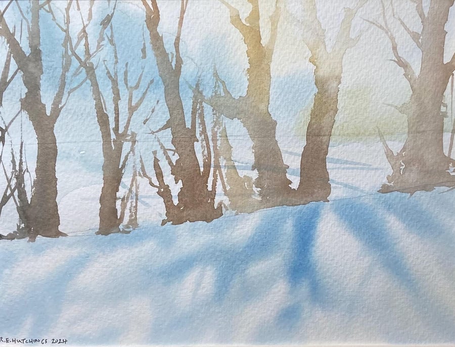 Winter light (ORIGINAL WATERCOLOUR fully mounted 12 x10 ) watercolor