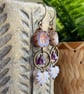 Nature Inspired Czech Glass Flower & Leaf Earrings. Lavender & Lilac Earrings  - Image 6