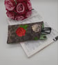 Cream and raspberry pink rose glasses case with dark grey popper fastening. - Image 6