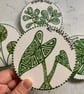 Hand Painted Botanical Ceramic Coaster, Pottery Plant Coasters - Image 3